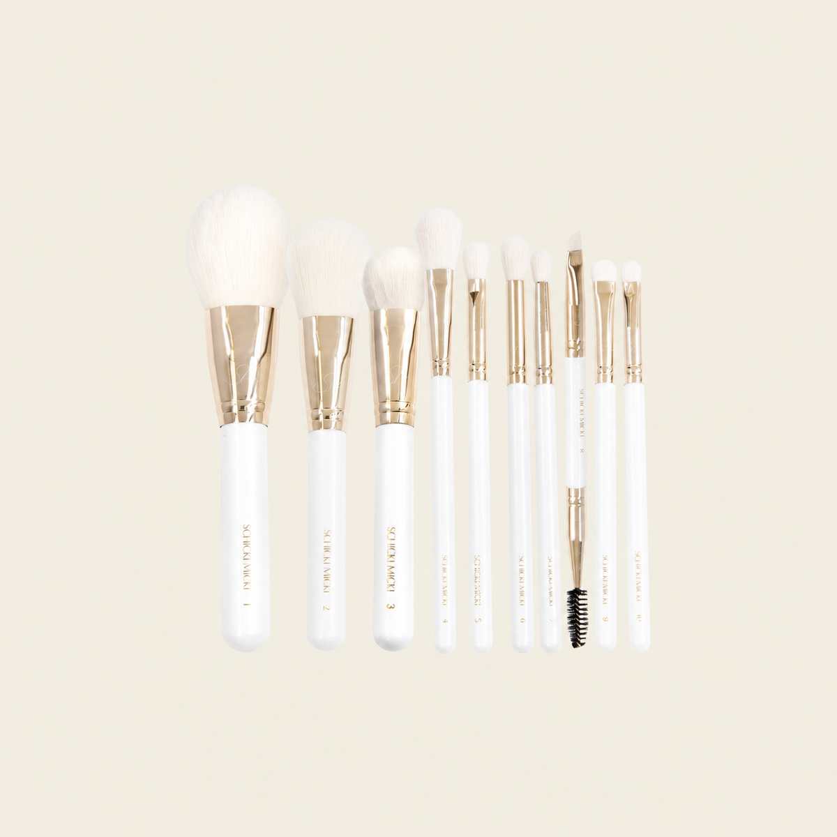 SIEMARA 10/10 – zehn Make-up-Pinsel in Weiß und Gold